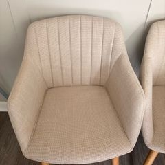 beige fabric dining chairs x 5