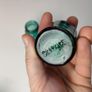 235 - Beautiful Set of 3 1950s Vintage Turquoise Glass Bottom Embossed Letters Science Medicine Pills Chemicals Collectible Decorative Jars Image 3