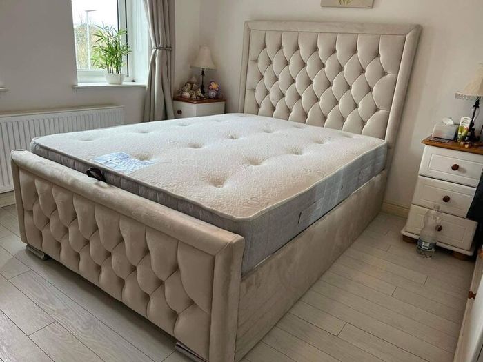 Double Bed Frame Optional Gaslift Ottoman Storage - Storage Bed- Upholstered Bed- Bed on Sale- Mattres