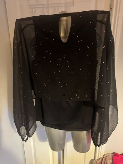 Coast black / pink details cape blouse size UK14 EU42 Perfect condition Postage included