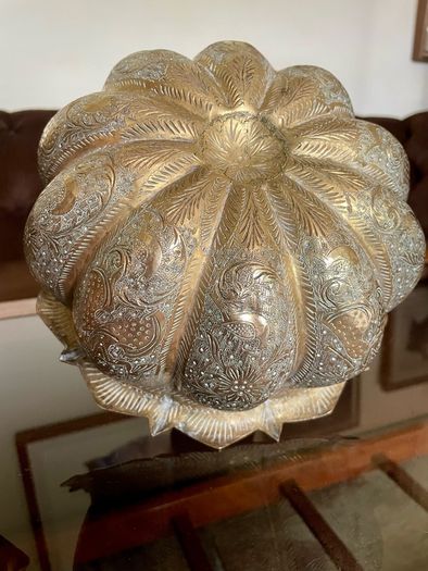 Antique Indian brass Planter Pumpkin Lotus Shape