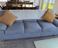 Couch and 2 Armchairs with storage Pouffe