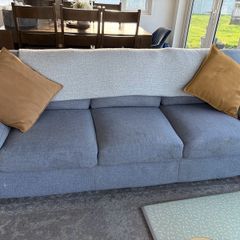 Couch and 2 Armchairs with storage Pouffe