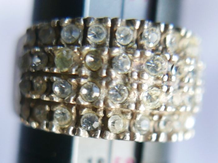 Vintage Sterling Silver 925 Lab Created Ice White Cubic Zirconia Cluster Ring size P - 4,95g