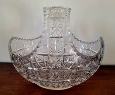 Vintage cut crystal basket with handle
