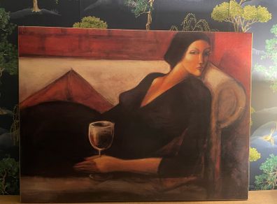 Beautiful large canvas"Over a Vino "by Hayley Brown