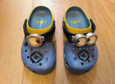 Crocs Minions Blue Yellow Clogs Size Junior 1