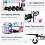 Home Gym Storage Rack for Dumbbells Kettlebells Foam Roller, Yoga Strap and Resistance Bands, Workout Equipment Storage Organizer With Hooks and Wheels Image 4