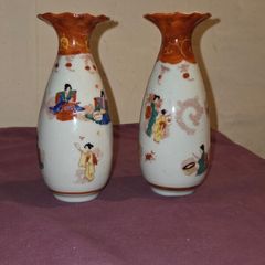 Vintage pair of hand painted Japanese Vases