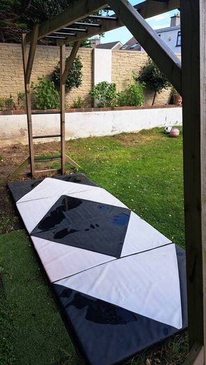 monkey bars and gymnastics mat
