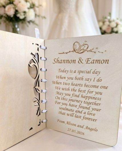 Wooden Wedding Card, Laser Cut & Engraved!