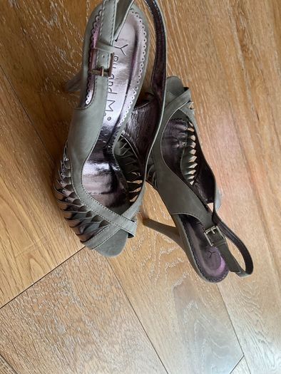 Brand New Grey Suede Perp Toe Sling Backs UK7