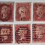 A rare lot of 10 penny red stamps, Star Issues 1854 to 1864 with high quality Central cancellations, Bullseye, sotn set. Image 2