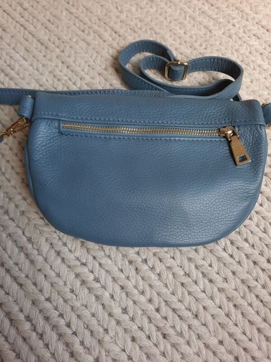 NEW Blue Leather Cross Body Bag
