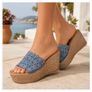 Brand New Women's Wedge Sandals High Platform.  Blue EU 38. Image 2