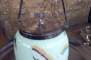 1930s glass painted biscuit barrel, D18