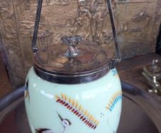 1930s glass painted biscuit barrel, D18