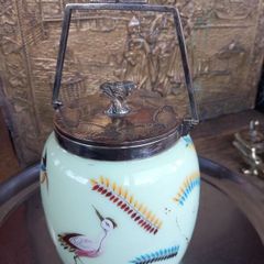 1930s glass painted biscuit barrel, D18