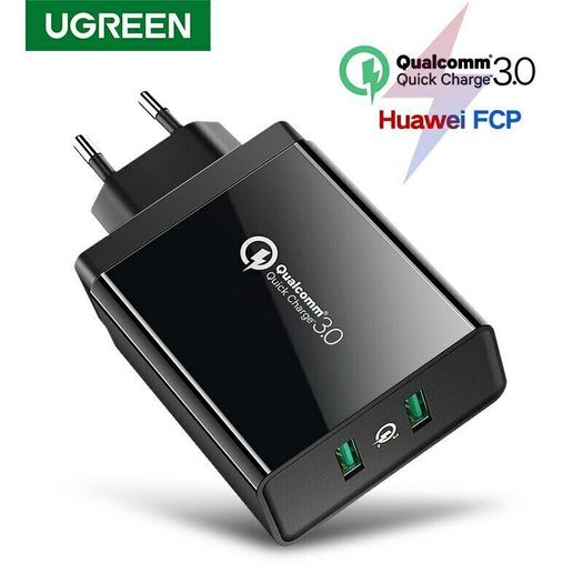 Ugreen QC 3.0 Dual USB Fast Charger 36W Wall Charger EU/UK Plug  (Brand New/Warranty)