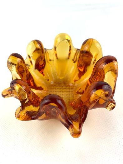 Vintage Chalet Bomboniere Amber glass bowl