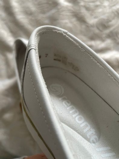 White Remonte Buckle Low Platform Loafers - Size 39- Nearly New