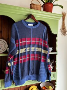 Vintage Patterned Knit Grandpa Jumper Made In Ireland