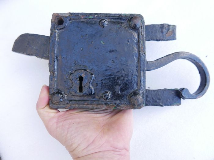 Amazing Antique Early Elbow Lock Rim Lock