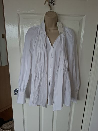 NWT Spring Collection 2026  M & S White L/S Blouse Size 8