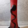 Rare Franz Caffrey Art Nouvau Tall Abstract Glass Vase Red Black Snake Irish 9" Image 2