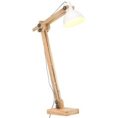 Floor Lamp White Solid Mango Wood E27