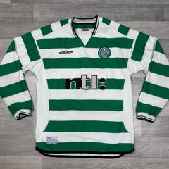 Genuine Vintage 2001 Umbro Celtic Glasgow Home Long Sleeve Jersey Shirt Mens Medium
