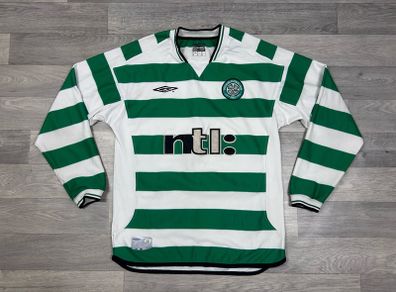 Genuine Vintage 2001 Umbro Celtic Glasgow Home Long Sleeve Jersey Shirt Mens Medium