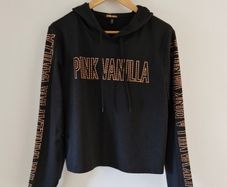 Pink Vanilla black crop hoodie (Size M)