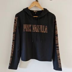 Pink Vanilla black crop hoodie (Size M)