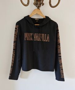 Pink Vanilla black crop hoodie (Size M)