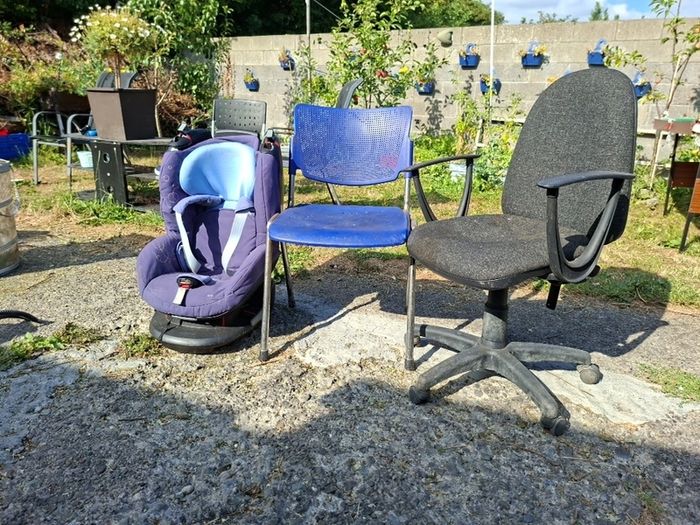 1 office chair, 1 school chair 1 kids drive chair