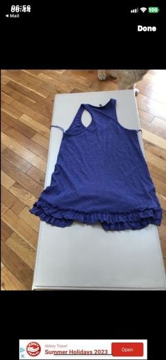 Racer back dipped back size 10 frilled end detail