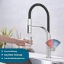 Kitchen Tap, Kitchen Mixer Taps with Pull Out Sprayer, Swivel Single Handle High Arc Pull Down Stainless Steel Sink Faucet, Mixer Taps 1 Hole Lever Sink Tap, Brushed Nickel Image 5
