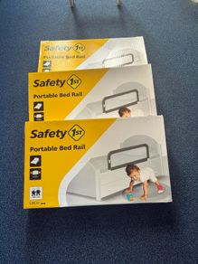 Cot side x 3 Portable Bed Guard Dark Grey