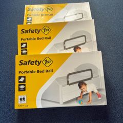 Cot side x 3 Portable Bed Guard Dark Grey