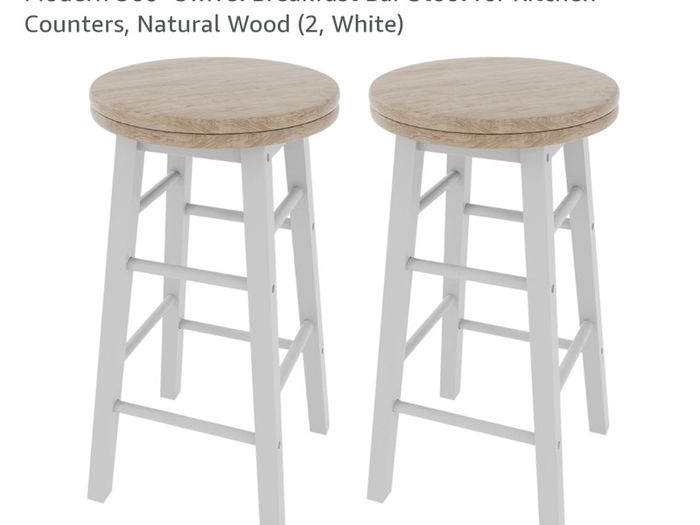 Wooden Revolving Bar Stools White