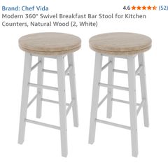 Wooden Revolving Bar Stools White
