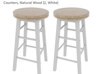 Wooden Revolving Bar Stools White