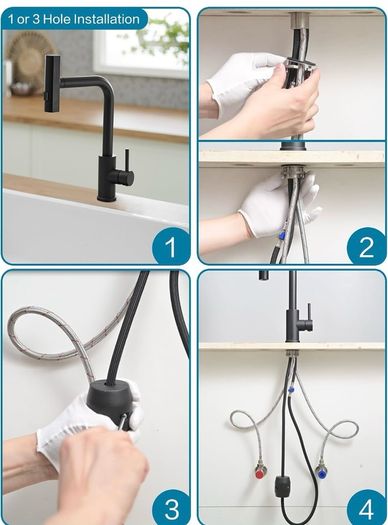 Black modern kitchen tap