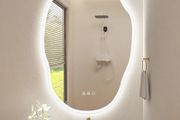 Irregular Bathroom Mirror with LED Lights 600x900mm, Bluetooth Led Bathroom Mirror, Anti-Fog, 3000K-6500K, Dimmable, Memory, HD Tempered Glass, IP44 Waterproof, Horizontal/Vertical