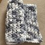 Handknit super cosy and soft baby blanket grey white mix Image 3