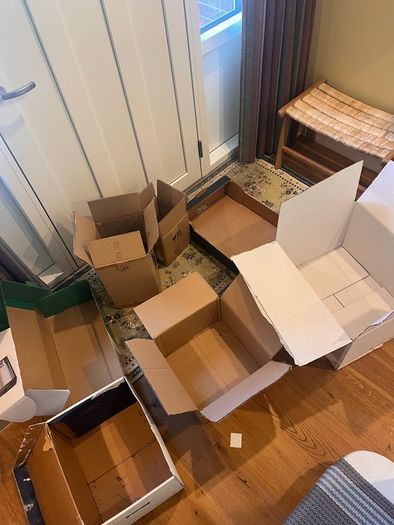 Cardboard storage boxes