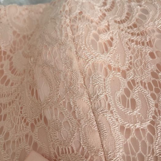 LAONA Blush Pink/Peach Lace Party Dress with Satin Bow - Size 36