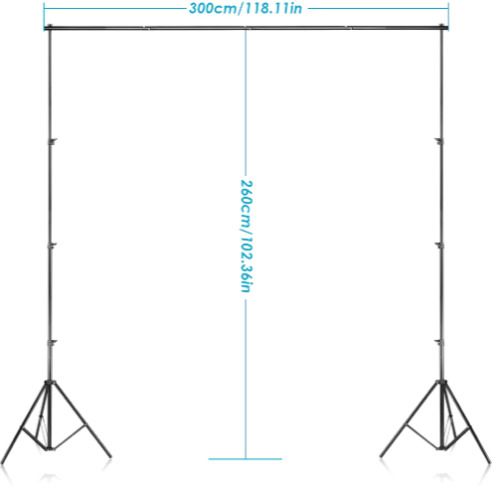 44335 2 x 3m Stand + 1.8x2.8m Muslin Black, White, Green Background