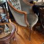 French walnut and green velvet armchair Image 4